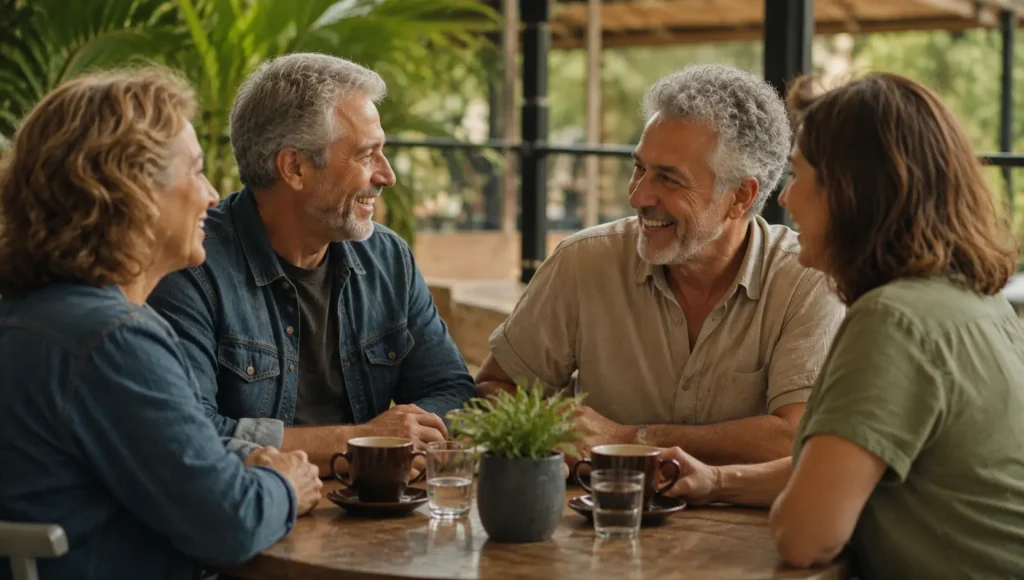 Amigos maduros compartilhando momentos de amizade e conexão verdadeira