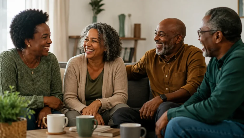 Amigos maduros fortalecendo conexões e relacionamentos significativos