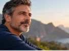 Homem maduro contemplando a paisagem, representando saúde masculina e envelhecimento após os 40 anos